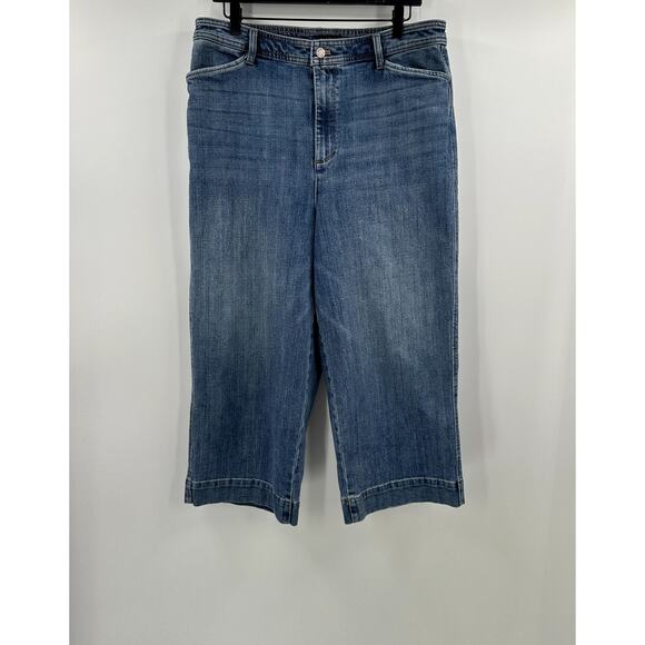 Talbots Medium Wash Wide Leg High Rise Cropped Jean Size 14 - Picture 1 of 6
